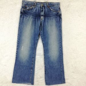 Lucky Brand Mens Jeans Dusty Derby Denim Y2K Blue Loose Stone Wash Whiskering 34